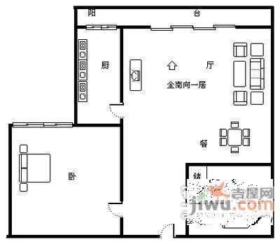 宝盛里1室1厅1卫69㎡户型图