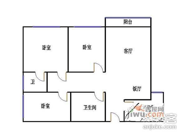 百环家园3室2厅2卫140㎡户型图