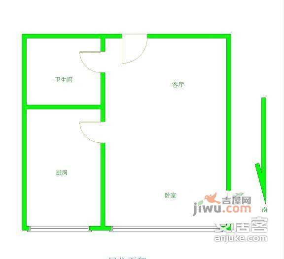 UHN国际村1室0厅1卫58㎡户型图