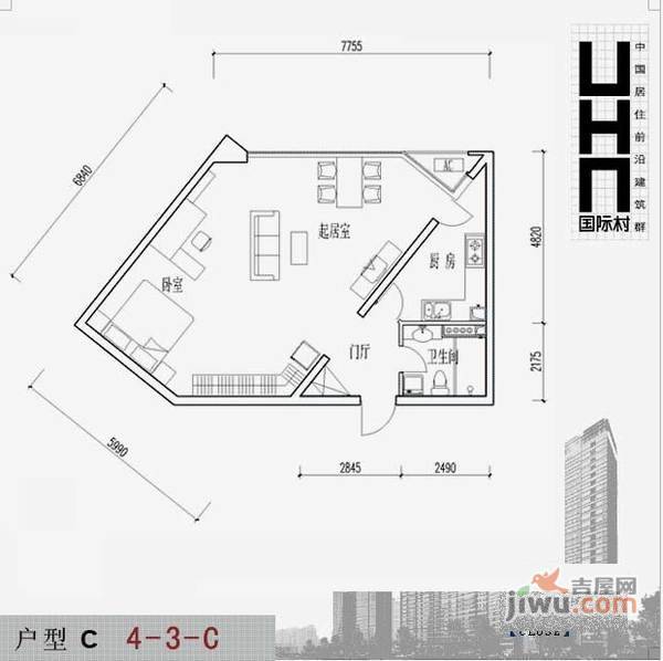 UHN国际村2室1厅1卫115㎡户型图