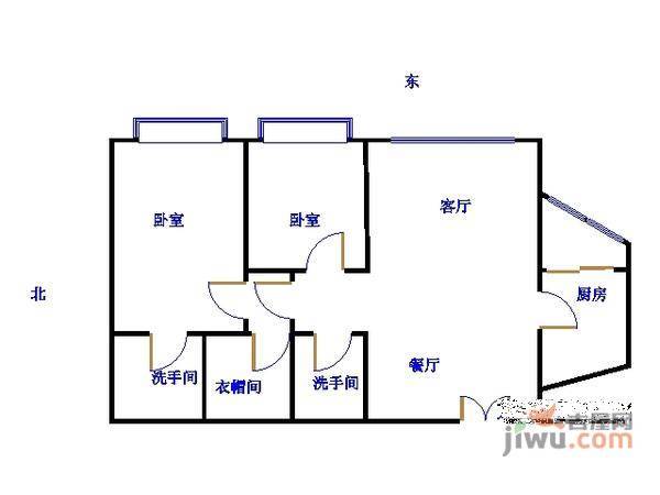 新城国际公寓二期雯园2室2厅2卫139㎡户型图
