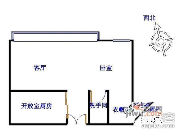 新城国际公寓二期雯园1室1厅1卫136㎡户型图