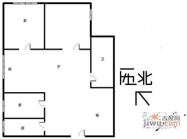 望京新城2室1厅1卫132㎡户型图