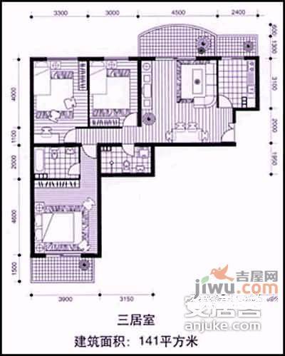 望京新城3室1厅2卫142㎡户型图