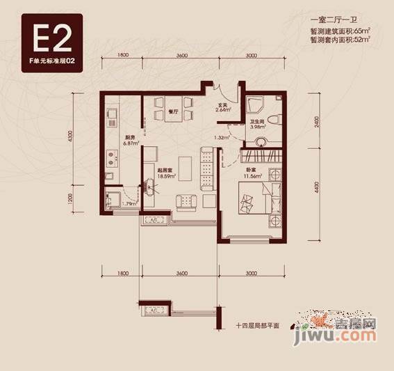 嘉铭桐城A区1室1厅1卫80㎡户型图