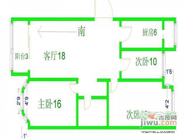 美然绿色家园3室1厅1卫131㎡户型图