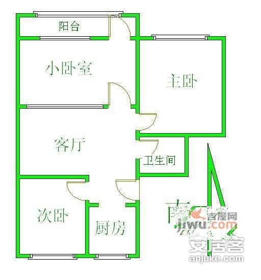 德茂小区3室1厅1卫110㎡户型图