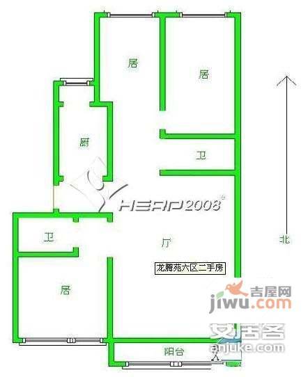 龙腾苑3室1厅2卫142㎡户型图