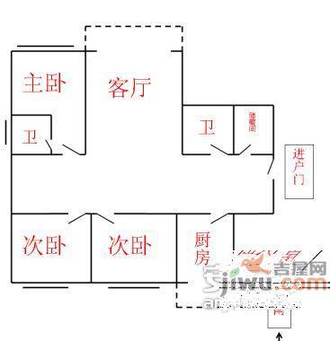 佳运园小区3室2厅2卫135㎡户型图