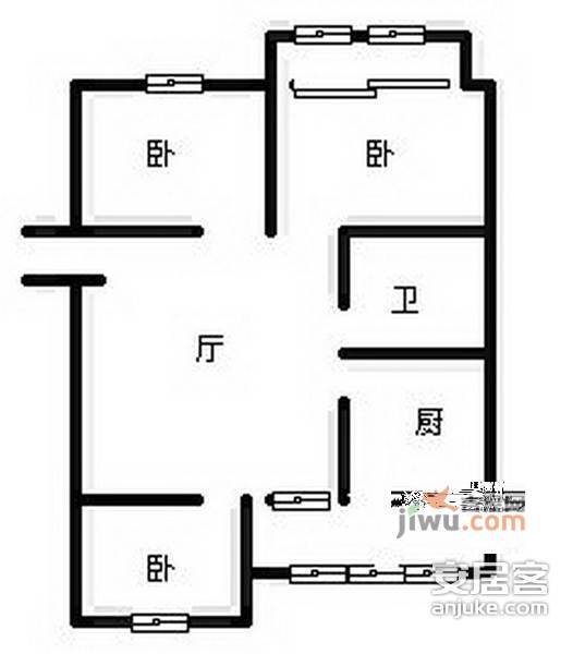 佳运园小区3室1厅1卫135㎡户型图