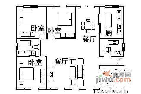 逸翠园3室2厅2卫150㎡户型图