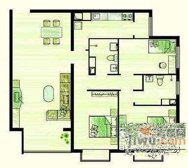 望春园3室1厅2卫135㎡户型图