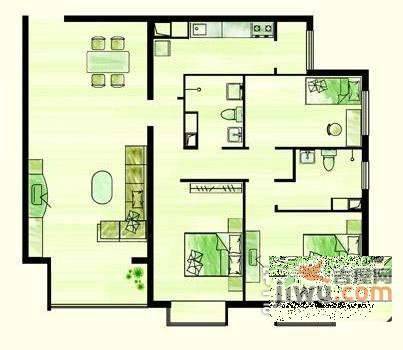 望春园3室1厅1卫155㎡户型图