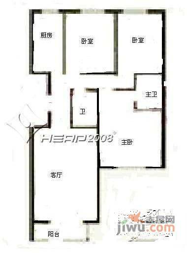 望春园3室1厅2卫135㎡户型图