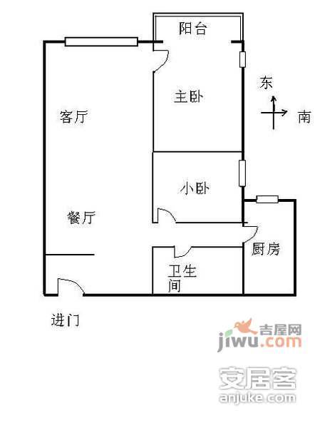 望春园2室1厅1卫105㎡户型图