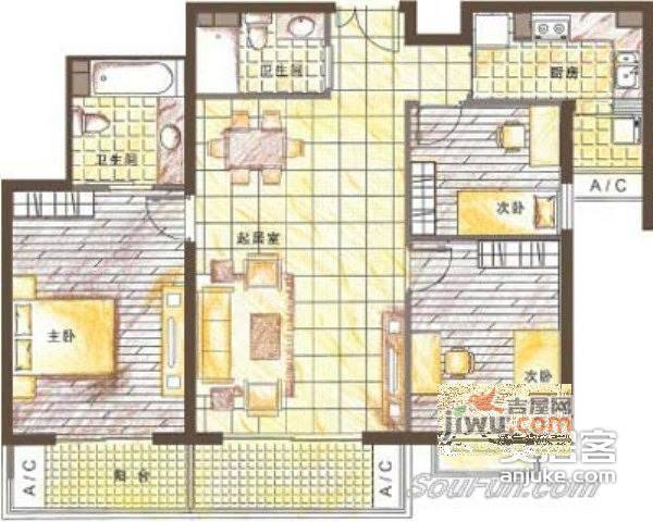 富力城3室2厅2卫160㎡户型图