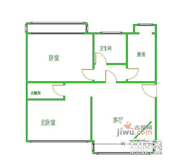 天鹅湾大复式2室1厅1卫88㎡户型图