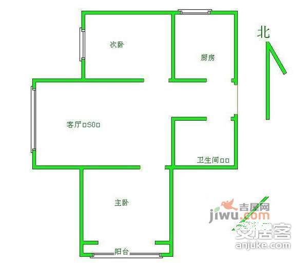 南沙滩小区2室2厅1卫129㎡户型图