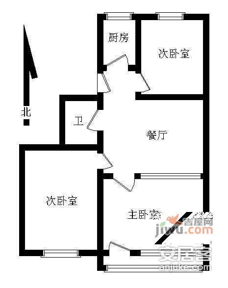 动物园小区3室1厅1卫78㎡户型图