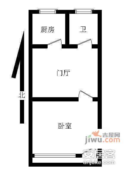 动物园小区1室1厅1卫43㎡户型图