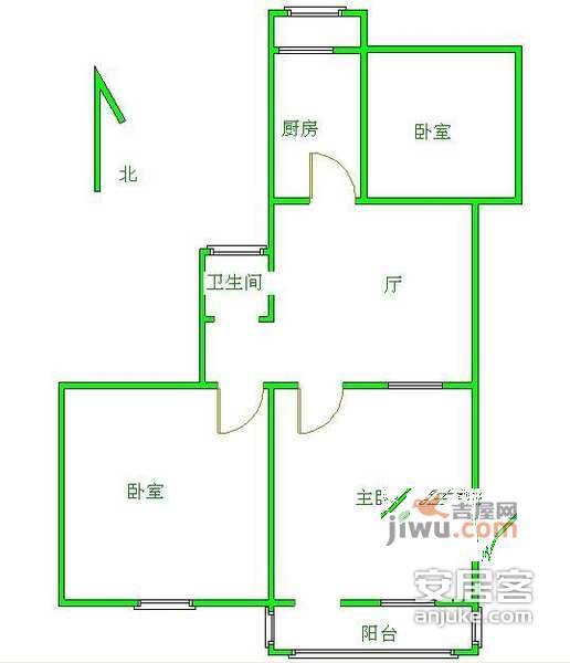 郝家湾小区2室1厅1卫61㎡户型图