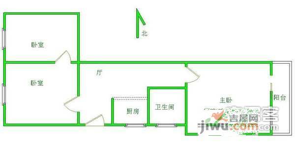 郝家湾小区2室1厅1卫61㎡户型图