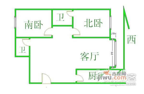 丽华苑2室1厅1卫103㎡户型图