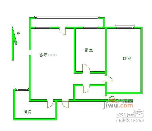 新华社小区2室1厅1卫67㎡户型图