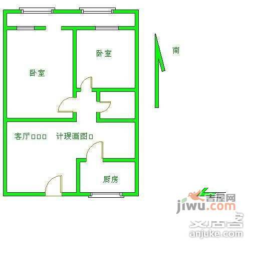 新华社小区2室1厅1卫67㎡户型图