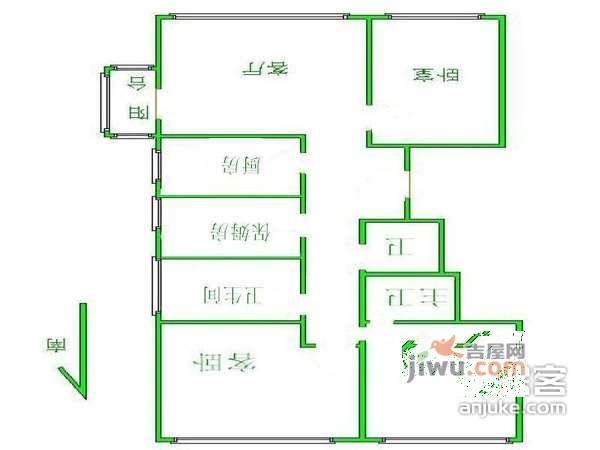 金龙公寓3室2厅2卫125㎡户型图