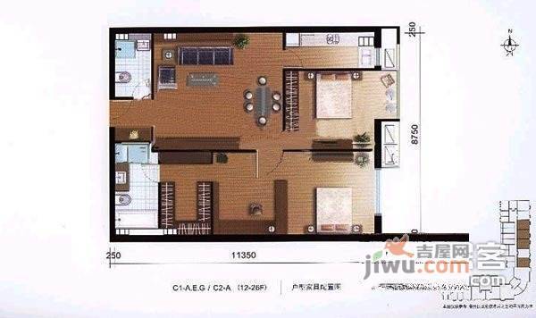 丰侨公寓2室2厅2卫145㎡户型图