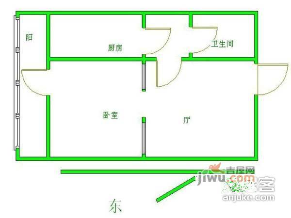 宏汇园小区1室1厅1卫60㎡户型图