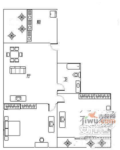 中海凯旋2室2厅2卫户型图