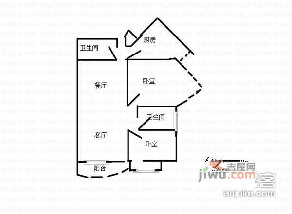 恒华国际2室2厅2卫109㎡户型图