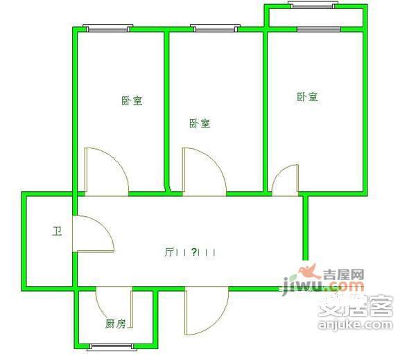 南礼士路3室1厅1卫95㎡户型图