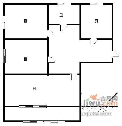 三里河3室1厅1卫116㎡户型图