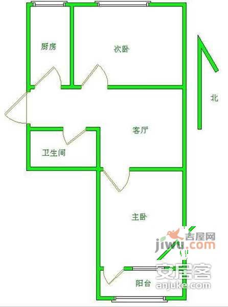 三里河甘家口1室1厅1卫44㎡户型图