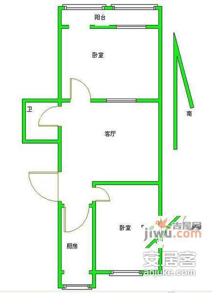 新明嘉园2室1厅1卫87㎡户型图