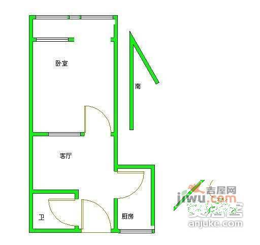 新风北里1室1厅1卫61㎡户型图