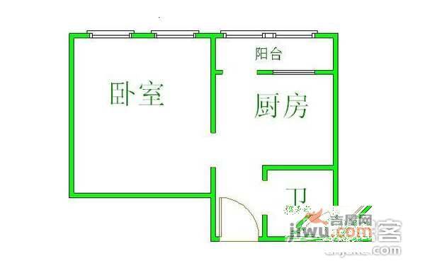 云起时珍宝花园1室1厅1卫58㎡户型图