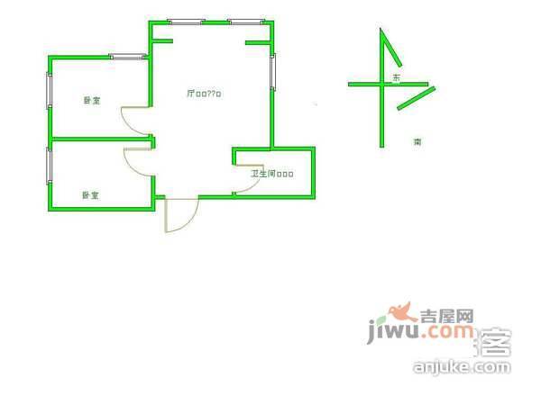 木樨地南里2室1厅1卫70㎡户型图