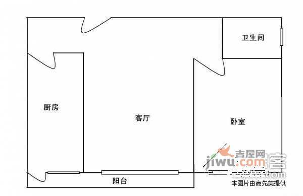 木樨地南里1室1厅1卫户型图