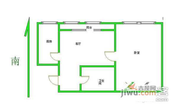 华裕园1室1厅1卫52㎡户型图