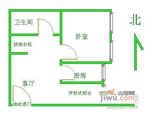 华裕园1室1厅1卫52㎡户型图