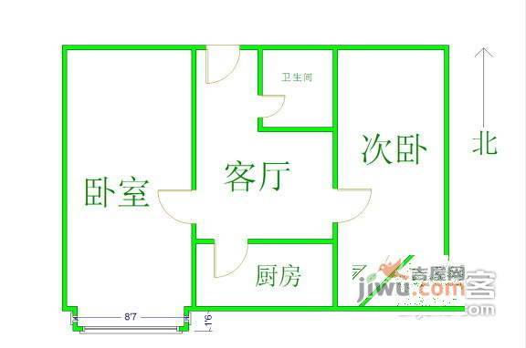 王府仓小区2室1厅1卫户型图