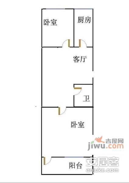 王府仓小区2室1厅1卫户型图