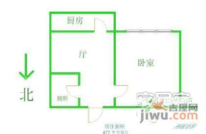 王府仓小区1室1厅1卫户型图