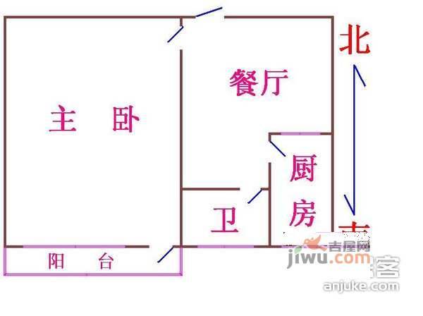 南营房1室1厅1卫40㎡户型图