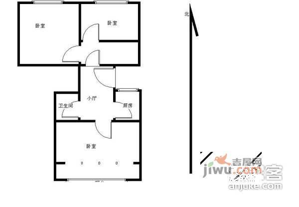 展览路散盘3室1厅1卫户型图