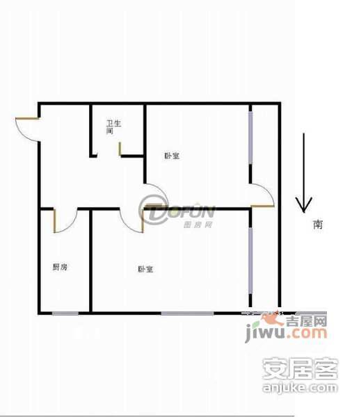 阜北15号院2室1厅1卫60㎡户型图